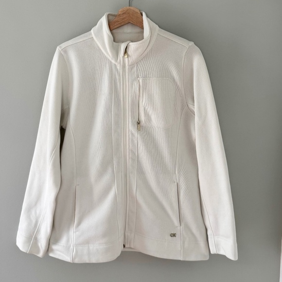 Calvin Klein White Ribbed Zip-Up Jacket - Picture 1 of 10